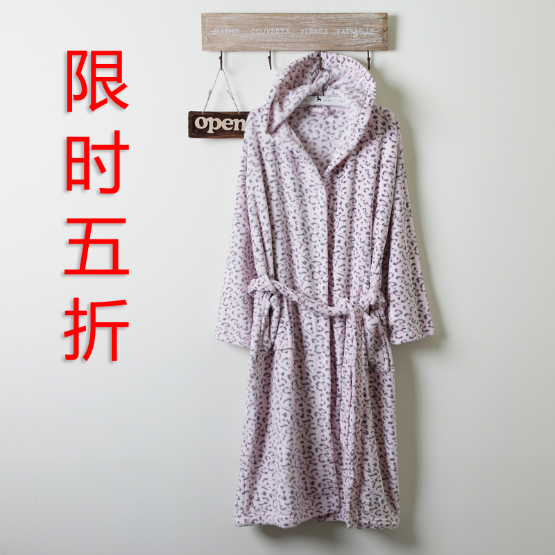 Winter women's coral fleece sleepwear women's ultra long thickening robe bathrobes