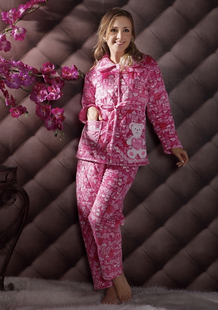 Winter women's cotton-padded sleepwear thickening super soft coral fleece cotton-padded jacket cartoon lounge set