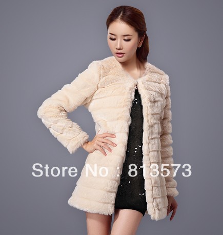 Winter women's high quality rabbit  fur coat medium-long warm overcoat