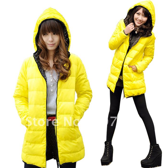 Winter Women's Hooded Sweet Bright Color Women's Thermal 90 Goatswool H Long Design Down Coat