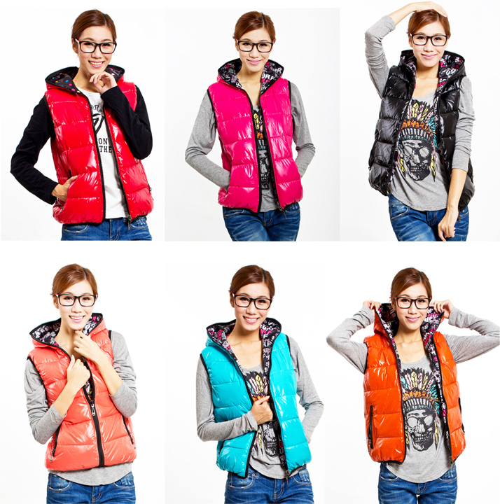 Winter women's Hooded vest, Women waistcoat, Eiderdown-padded hoodied vest coat