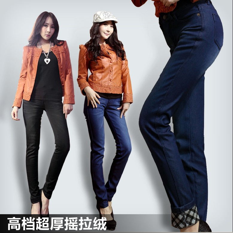 Winter women's plus velvet thickening thermal skinny pencil pants female plus size pants jeans female trousers female