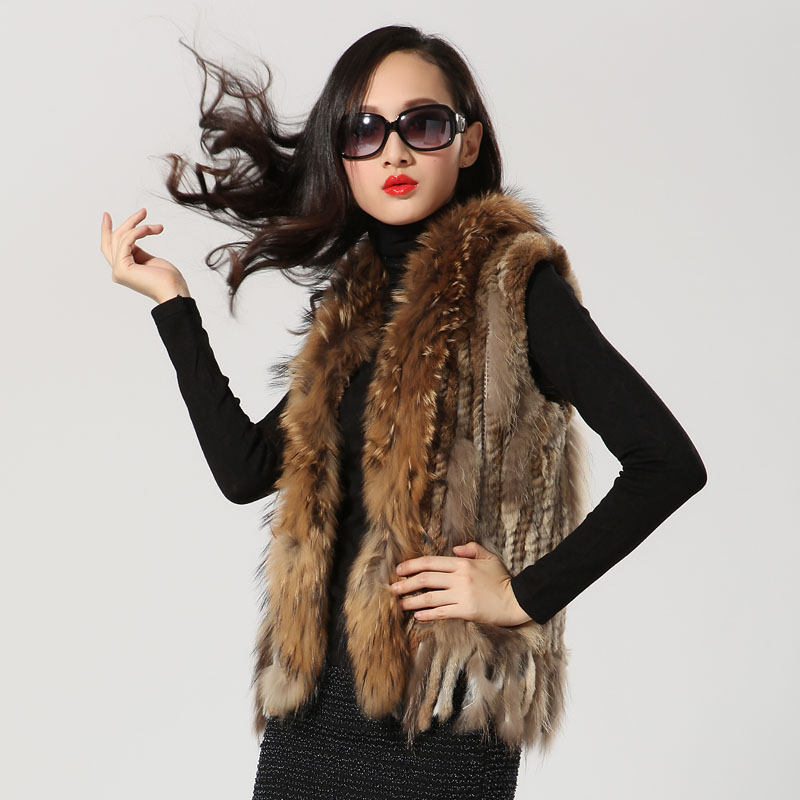 Winter women's raccoon fur rabbit fur knitted fur vest quality fur