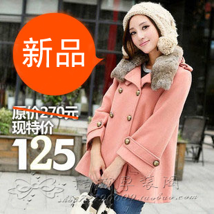 Winter women's sweet cloak large fur collar woolen outerwear maternity medium-long wool coat