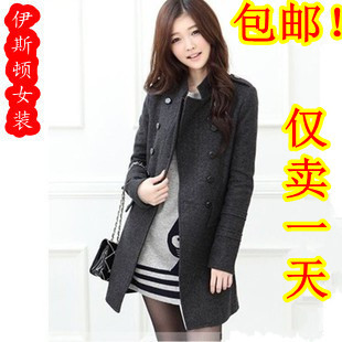 Winter woolen overcoat women's double breasted woolen outerwear slim thick outerwear trench winter