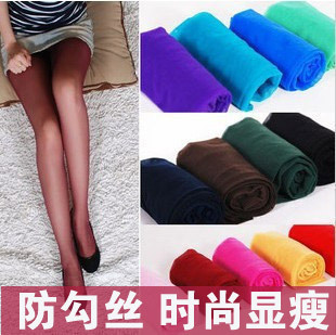 Wire Core-spun Yarn velvet pantyhose ultra-thin transparent stockings multicolour candy color step foot free shipping