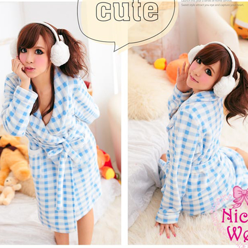 Wire home long-sleeve coral fleece robe winter thickening sleepwear