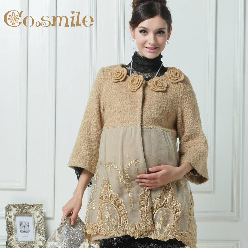 Wire honey 2012 winter maternity clothing gentlewomen all-match woolen outerwear exquisite embroidery applique