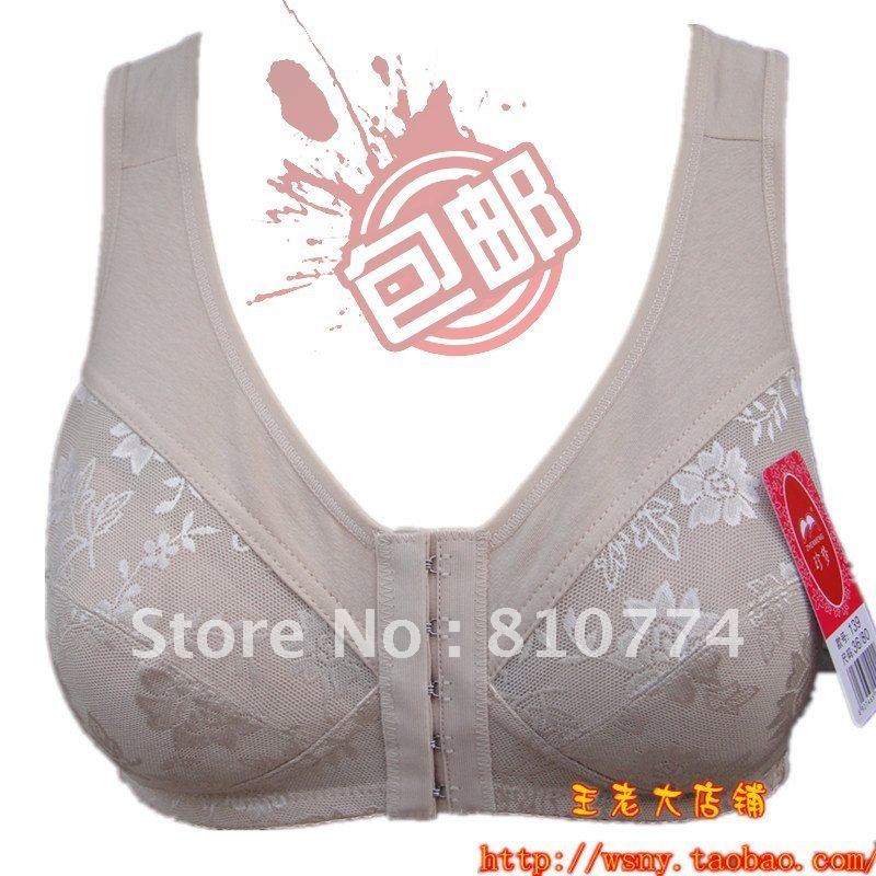 Wireless bra quinquagenarian single-bra 100% cotton underwear yoga sports vest design front button plus size 100% cotton