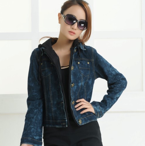 With a hood denim outerwear female short design jacket denim top short jacket 2013 spring and autumn outerwear women's