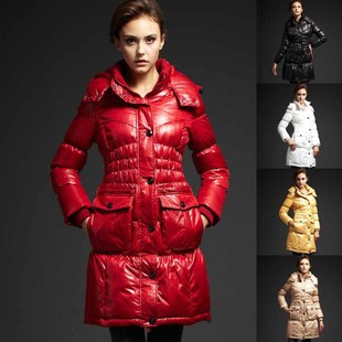 with a hood long design down coat Women thermal