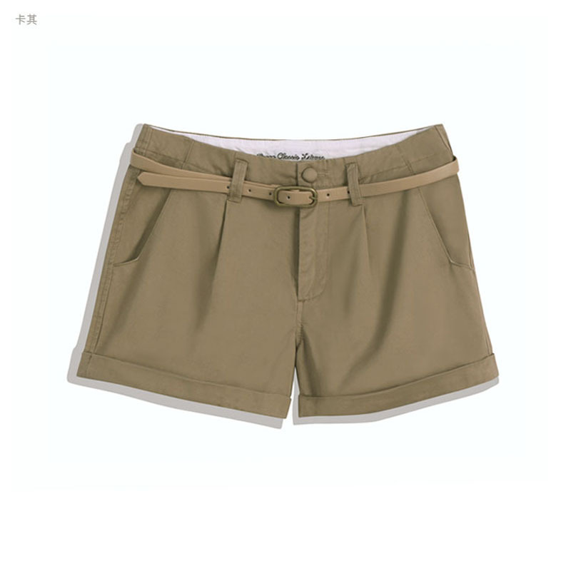 With belt 2012 AMIO women's 100% cotton water wash straight casual retrorse shorts hot trousers