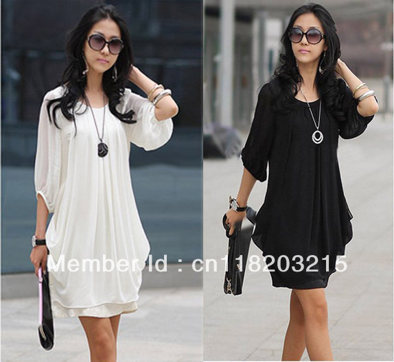 With Belt!! Black / White Elegant Women's Lotus leaf skirts Belted Tunic Mini Dress XS S M L XL Fast Free shipping Wholesale