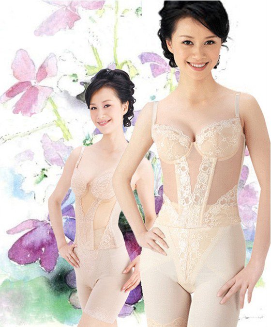 With Bra Women's Body Massage Weight Loss Jacquard Seamless Slimming Underwear Suit,Free Shipping