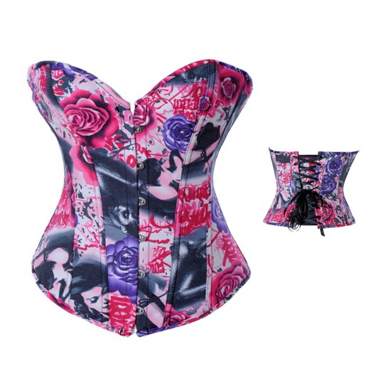 with floral pattern overbust corset sexy lingerie Free shipping - 2891