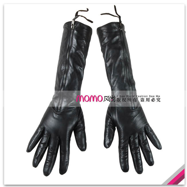 Woma warmen suede zipper long design gloves women's genuine leather gloves l031nq