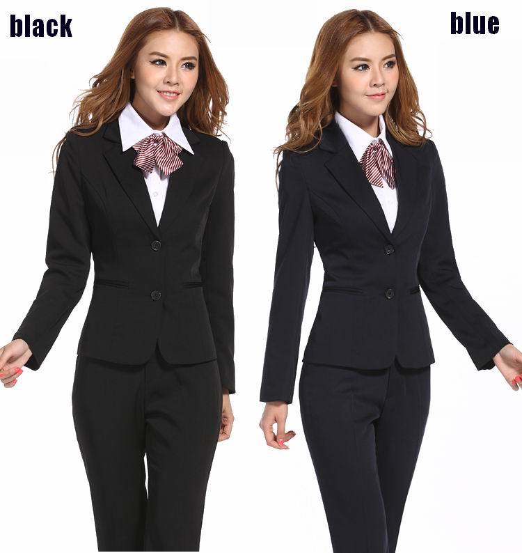 Woman Fomal Suit  OL Style Three pieces  Jacket/Pant/Shirt  Black Blue Lady Working Dress Free Shipping