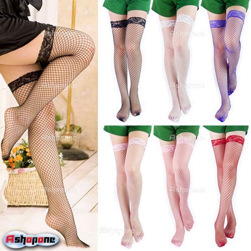 Woman Lady's Sexy Lace Big Fishnet Thigh High Socks Stockings