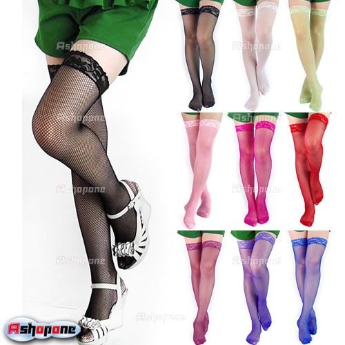 Woman Lady's Sexy Lace Fishnet Thigh High Socks Stockings