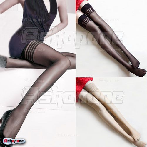 Woman Lady's Sexy Ultrathin Transparent Non-slip Elastic Thigh High Stockings