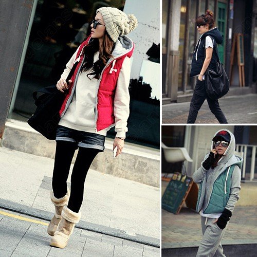 Woman's Casual Jacket Vest Sleeveless Zipper Cotton Hooded Coat