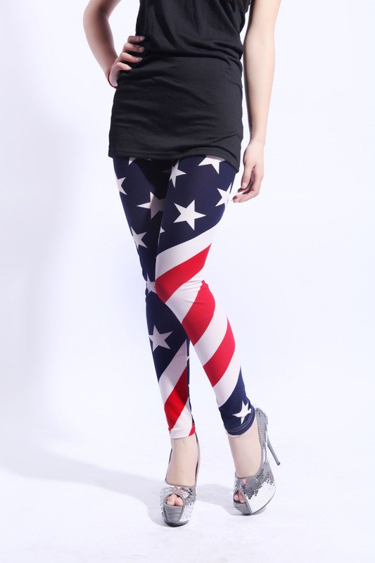 Woman's  Leggings Tights fashion and characteristic  design with American national flag free shippng