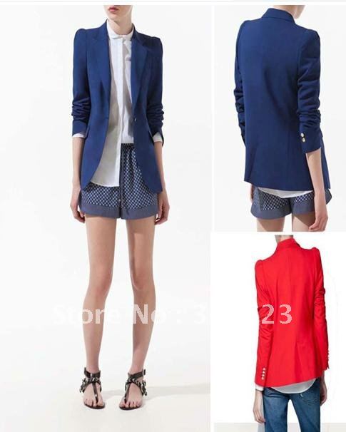 WOMAN SUIT LONG SLEEVE BLAZER JACKET WITH SHOULDER PADS AND POCKET