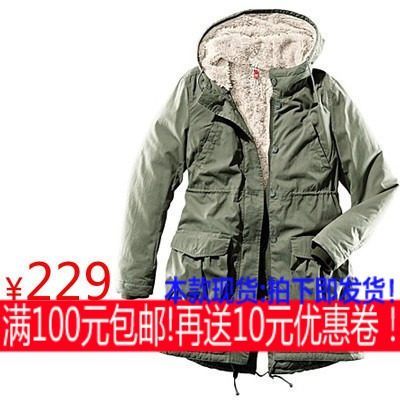 Women 2012 autumn and winter olive thermal wool liner trench wadded jacket thickening overcoat hm082 Size : XS~XXL