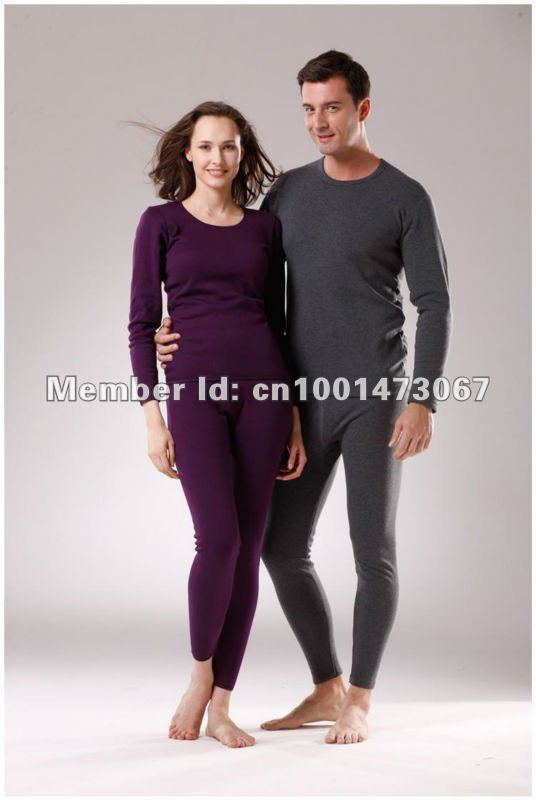 Women and men thermal underwear medium thick velvet wool cashmere cotton thickened