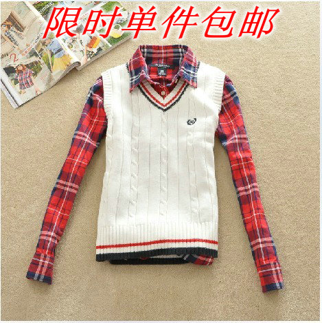 Women autumn and winter sweater vest british style female sweater female V-neck vest waistcoat female