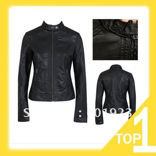 women black jackets biker faux leather jacket size S M L fashion brand jacket 2012 free shipping whoelsale dropship Y3185