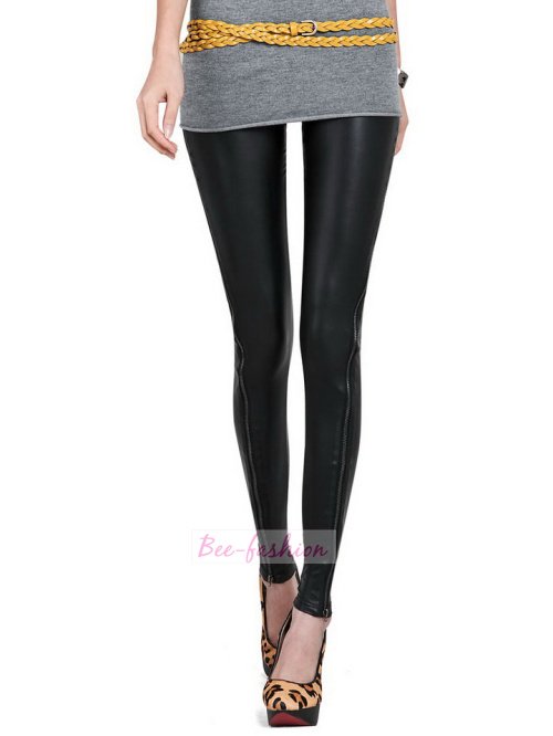 Women black leather cotton Leggings Tights Legwear pants/Free shipping/one size/LG442