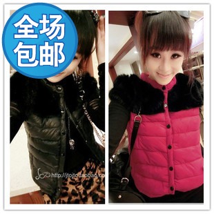 Women casual fashion thermal wool outerwear black-and-white cotton-padded jacket PU down