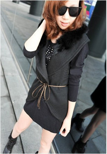 Women Clothing 2013 summer dresses cheap Autumn and winter wool large lapel solid color woolen vest 1067