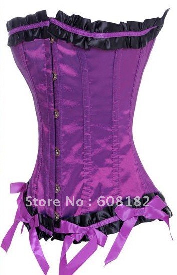 Women Clothing Corset- Overbust  Sexy Lingerie(bustier+g-string)  Purple  wholesale retail 0839