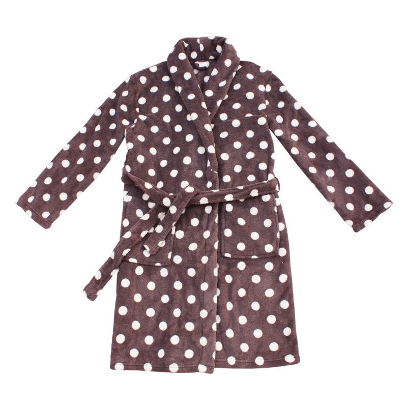 Women coral fleece dot bathrobes 489