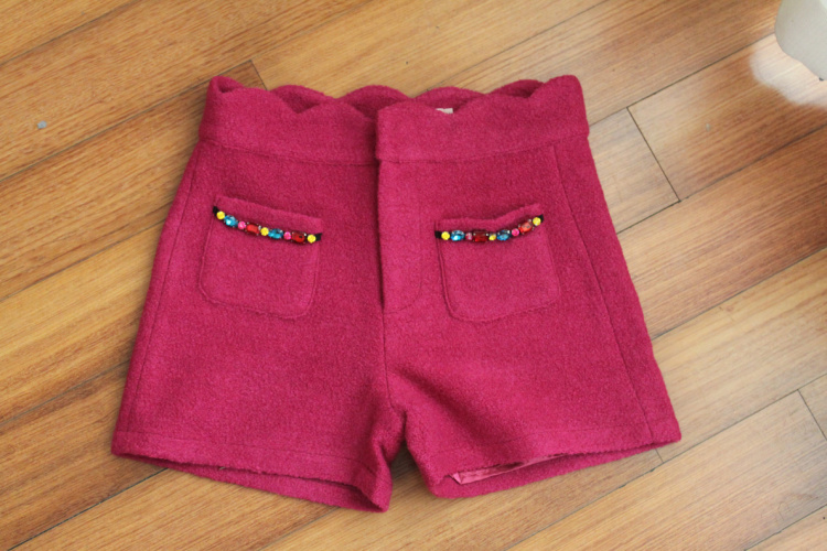 women cute wool cotton trousers diamonds short pants  A0072