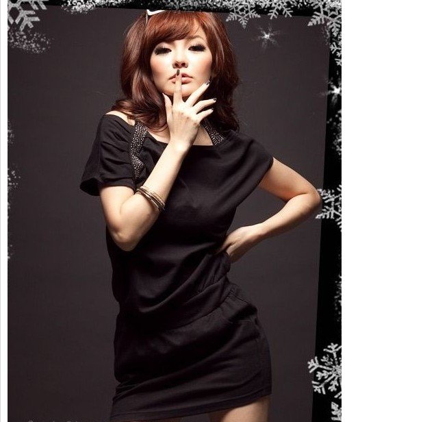 women dress 2013 plus size summer dress women Black free shipping MZ12052803 black color only.