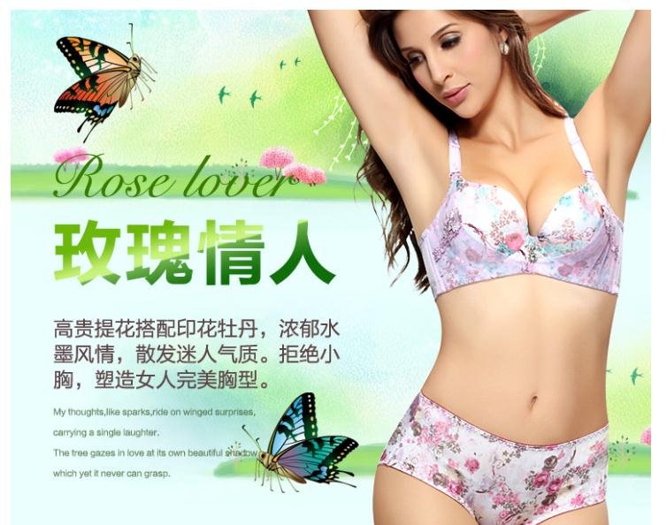 Women embroidered print bra rose push-up bras women underwear 3 colors 3 sizes 8239