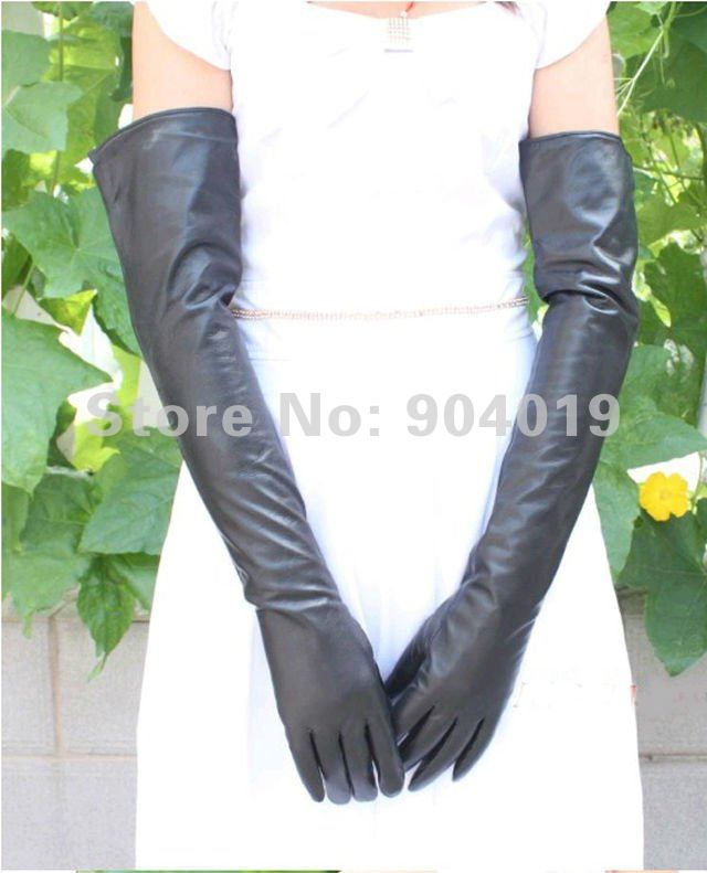 Women Fashion 60cm Long Genuine Leather Lambskin Winter Opera Evening Gloves