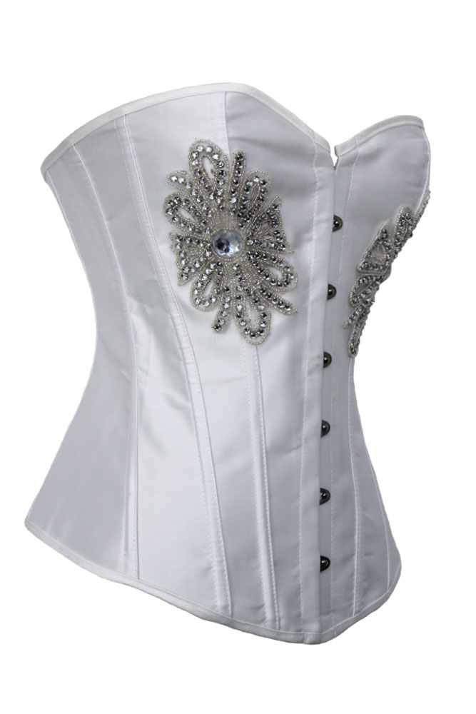 Women Fashion Fashion royal white vest body shaping corset sparkling diamond lacing 5253 Free Shipping