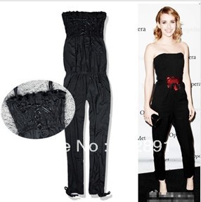 Women Fashion New black Jumpsuits Loose Pants   M0078