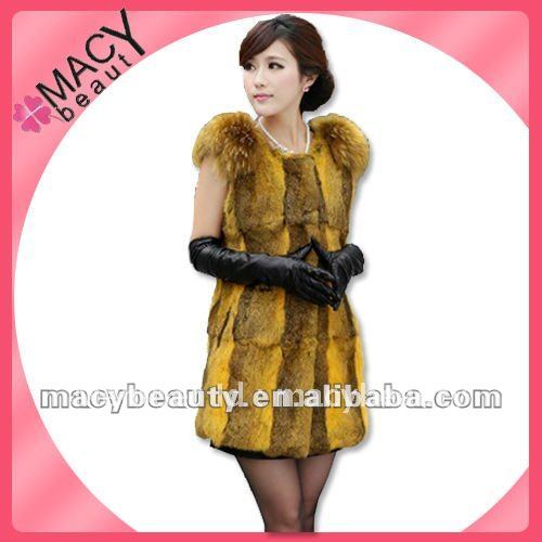 Women fashion rabbit fur vest coat with good quality CF-1012