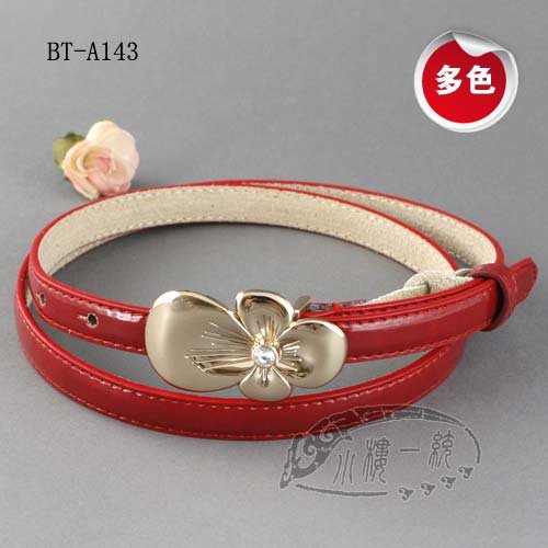 Women Flower Buckle Skinny Genuine Patent leather Belt fashion belts ladies belts xBT-A143x