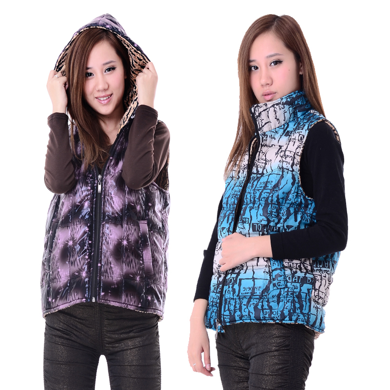 Women glossy with a hood thickening cotton vest 2011 winter fashion hooded women's vest