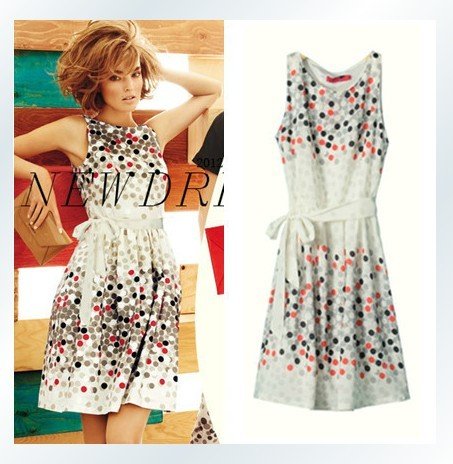 Women Gradient Polka Dot Slim was thin sleeveless vest dress FREE SHIPPING