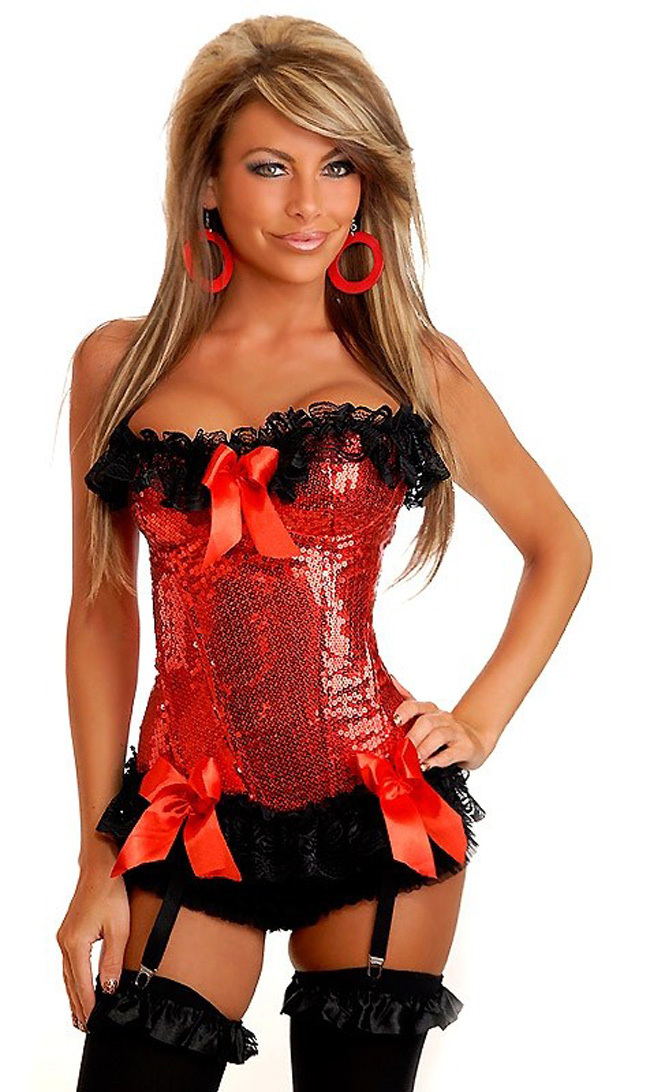 Women intimates Fashion Hot Corset(overbust)  Sexy Lingerie  satin red 3293