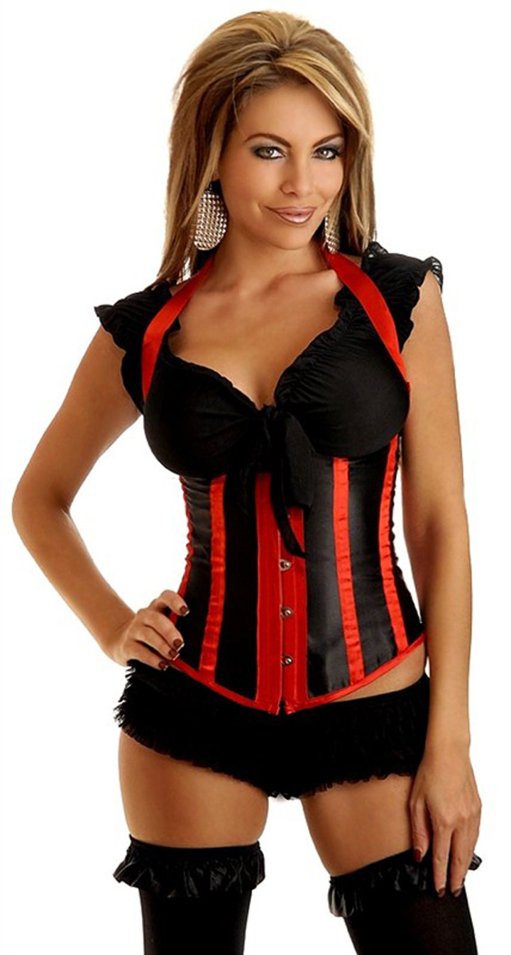 Women intimates sexy lingerie satin corset underbust  831red