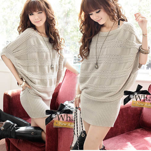 Women  irregular slim waist coarse knitting sweater,sexy slim hip long design sweater outerwear,Beige