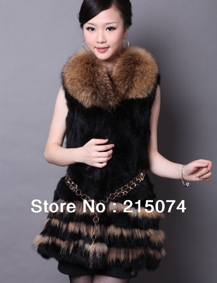 women ladys 2013  rabbit fur slim medium-long outerwear  winter warm long coat jacket clothes armour for a horse #1027